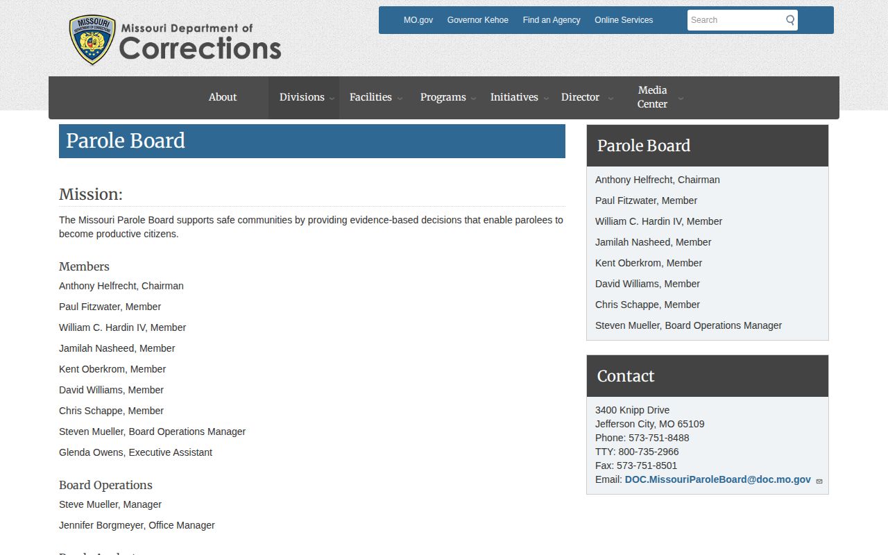 Missouri Parole Board rules and time-to-serve resources for St. Francois County supervision research